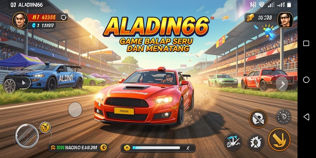 Tampilan gameplay seru dari ALADIN66 di lintasan balap.