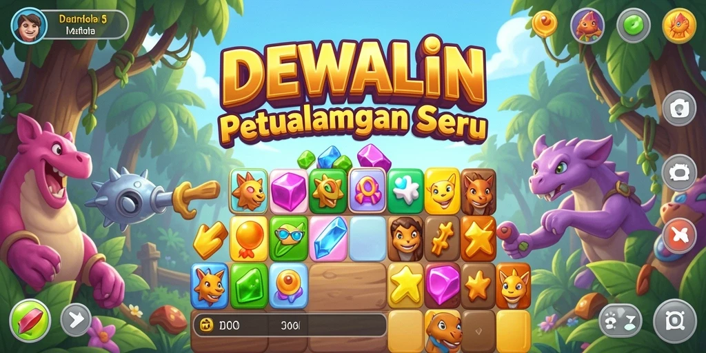 Screenshot DEWALIN menampilkan gameplay Match-3 yang seru dan menantang.