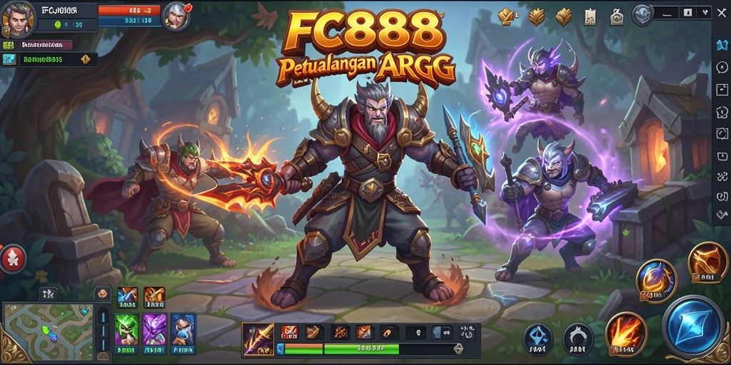 Tangkapan layar gameplay FC888 menampilkan pertarungan mendebarkan di dunia fantasi.