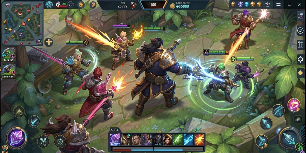Tampilan gameplay seru dalam GGG888 saat pertempuran berlangsung.