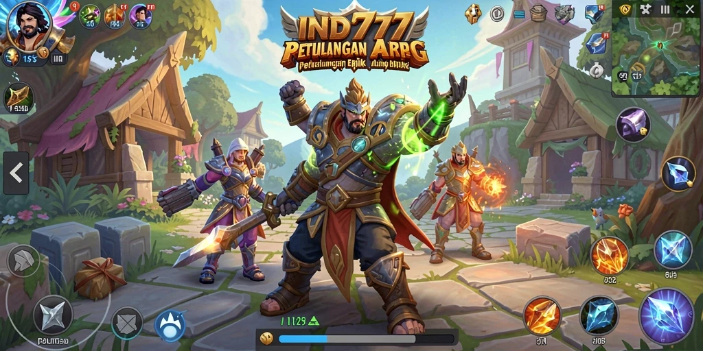 Screenshot gameplay menunjukkan pertarungan mendebarkan di dunia fantasi.