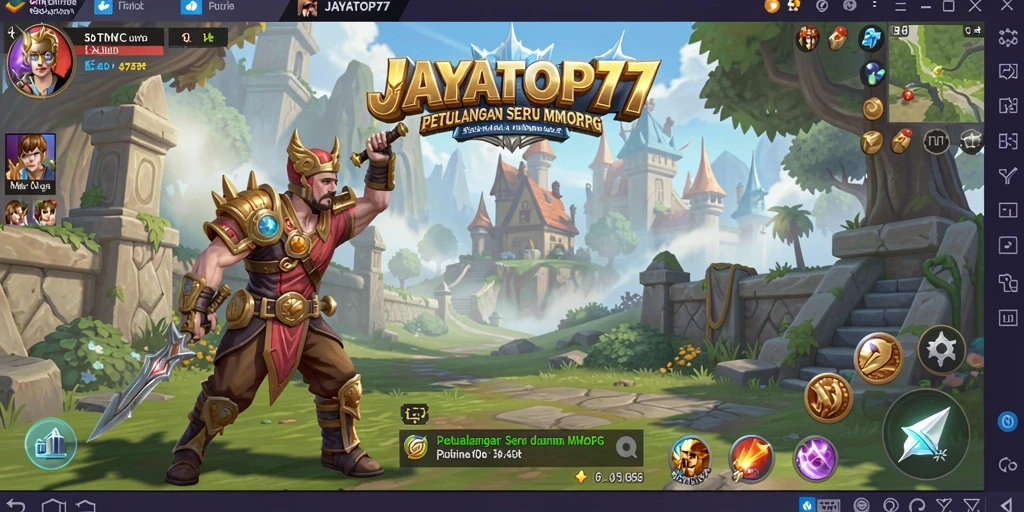 Screenshot gameplay JAYATOP77 yang menggambarkan aksi petualangan di dunia fantasi.