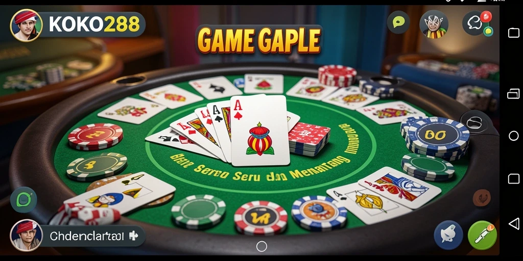 Tampilan gameplay KOKO288 yang menampilkan suasana seru bermain Gaple.