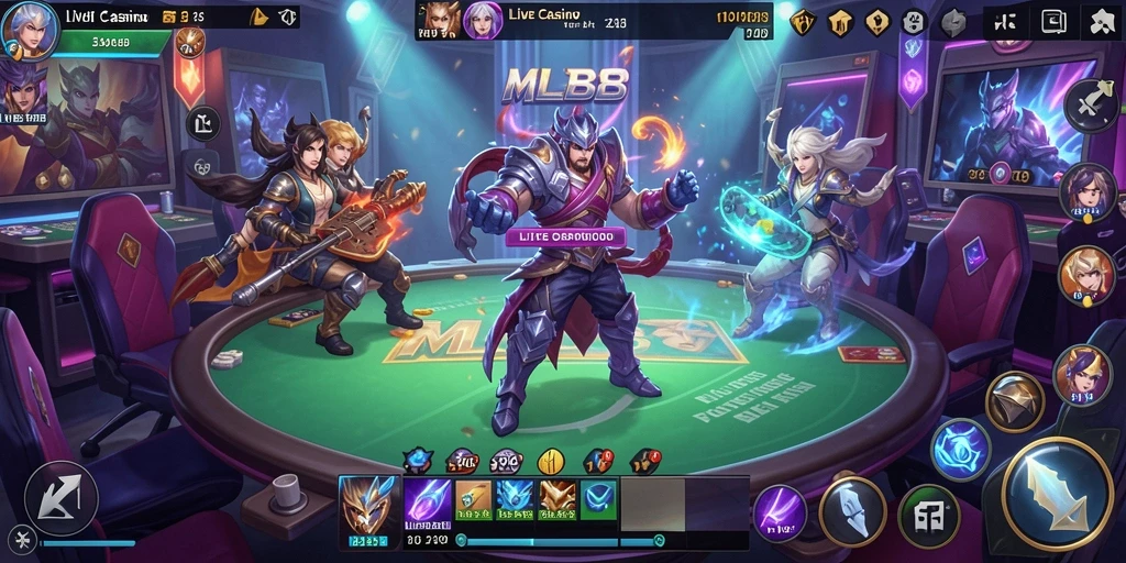 Tampilan gameplay seru di MLBB8 Live Casino dengan dealer langsung.