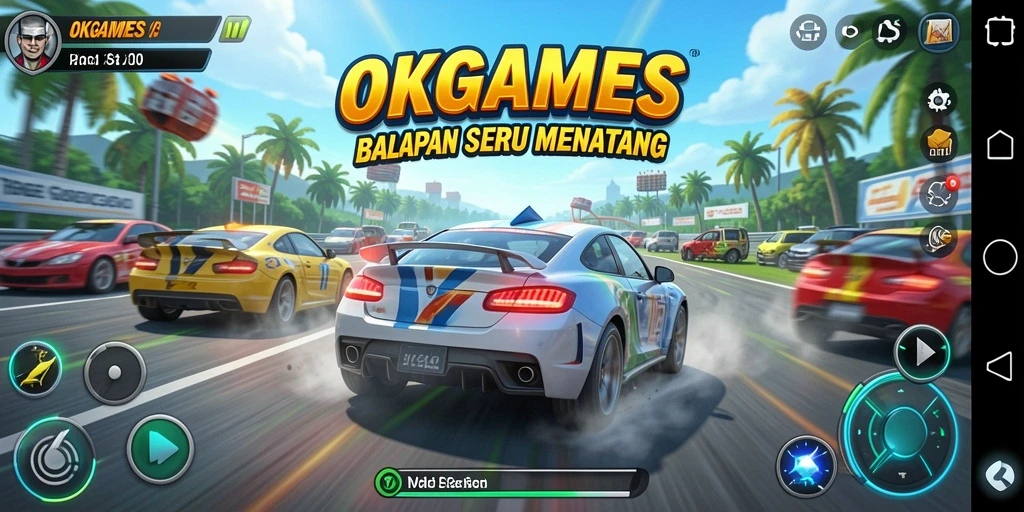 Gameplay seru balapan mobil di OKGAMES yang menegangkan.