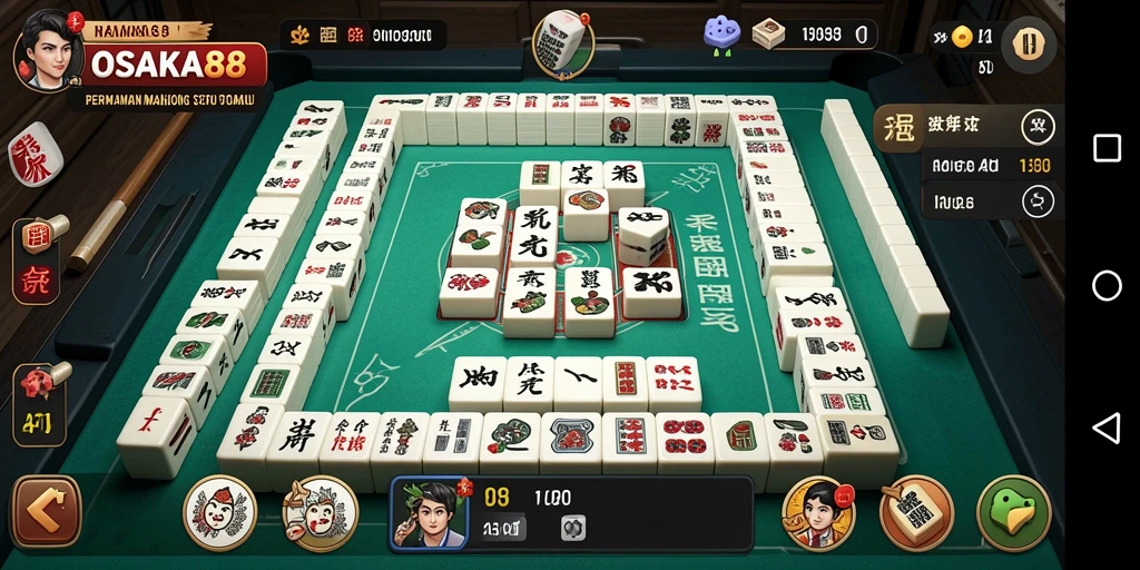 Screenshot gameplay <strong>OSAKA88</strong> menunjukkan suasana seru bermain Mahjong.