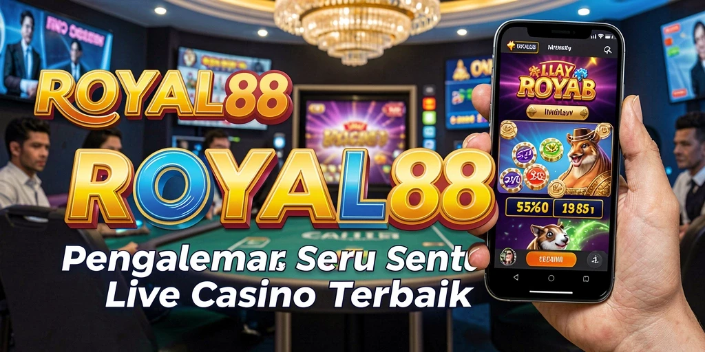 Screenshot utama ROYAL88 menampilkan dealer profesional dan gameplay Live Casino.