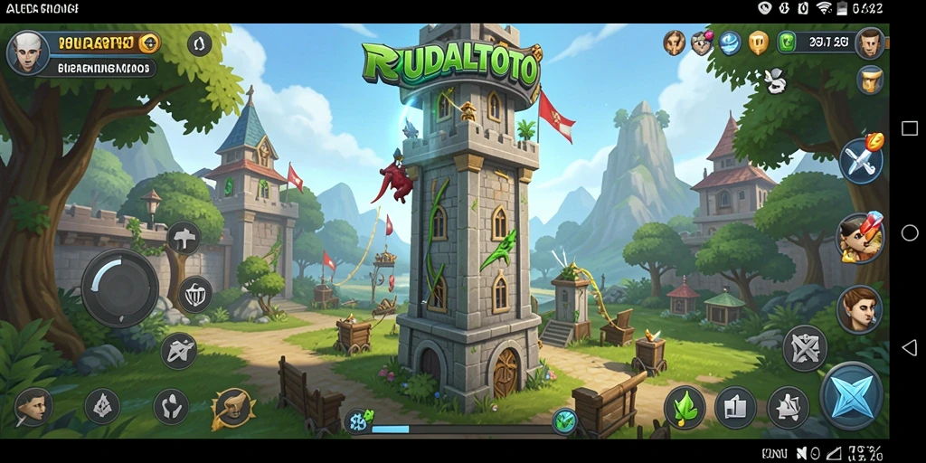 Tampilan gameplay RUDALTOTO dengan strategi menara pertahanan yang menarik.