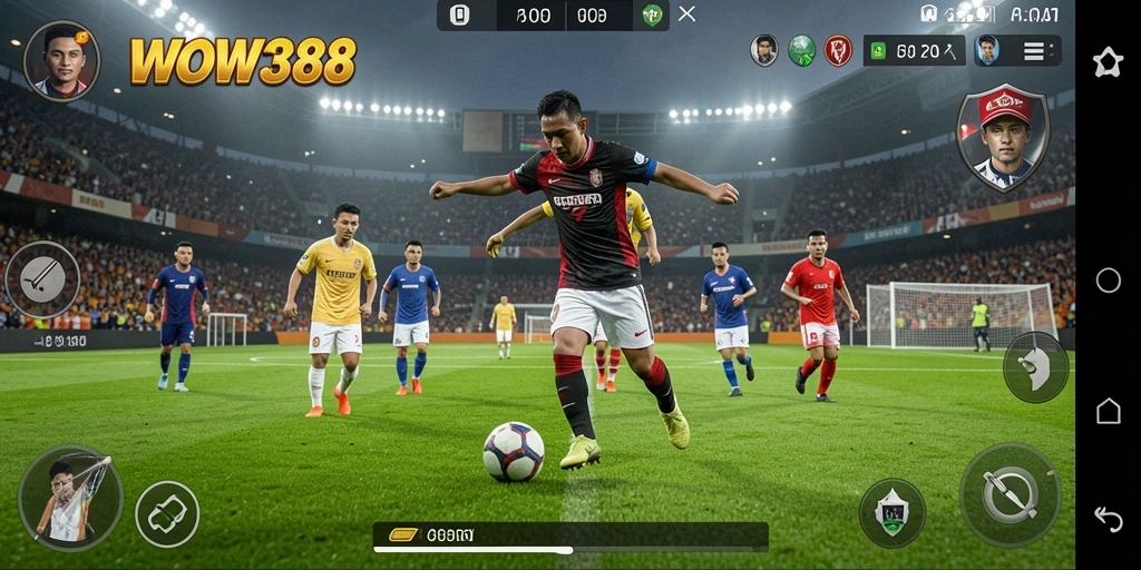 Tampilan gameplay menarik dari WOW388 dalam aksi sepak bola.