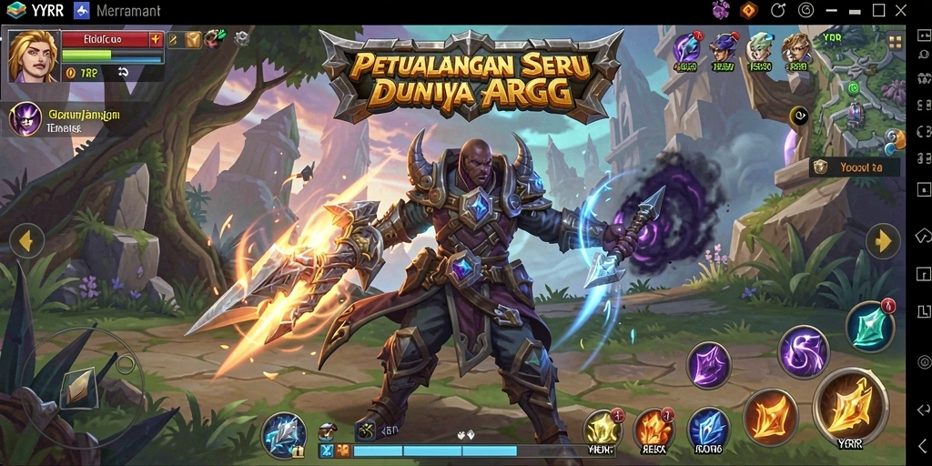 Tampilan aksi gameplay menegangkan dalam dunia ARPG YYRR.